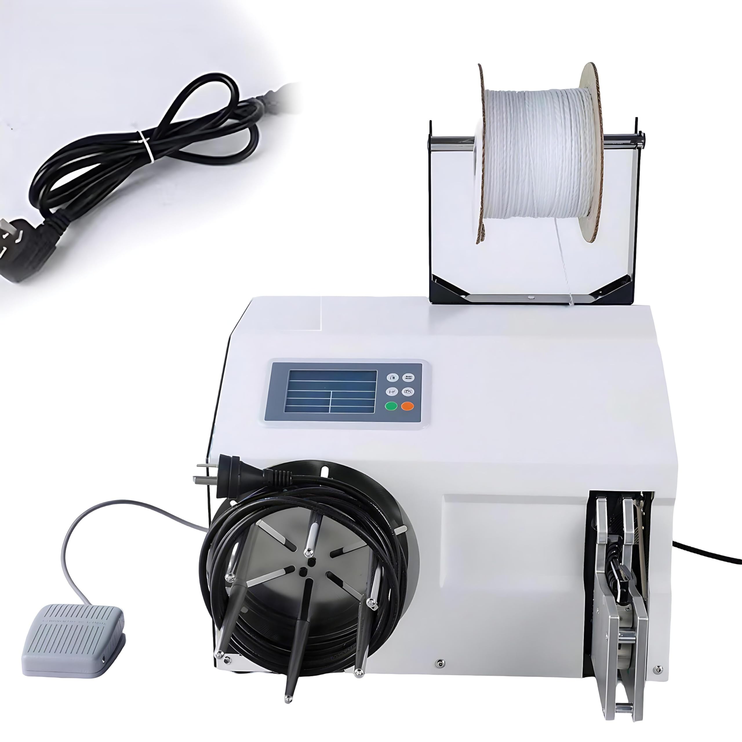 QIUNAOZI Automatic Wire Tying and Bundling Machine, 400W Coil Winding Tying Machine, Includes 1 roll of cable ties, Sensor Binding, for Bakery, Power Cord, etc WireWindingandTyingMachine