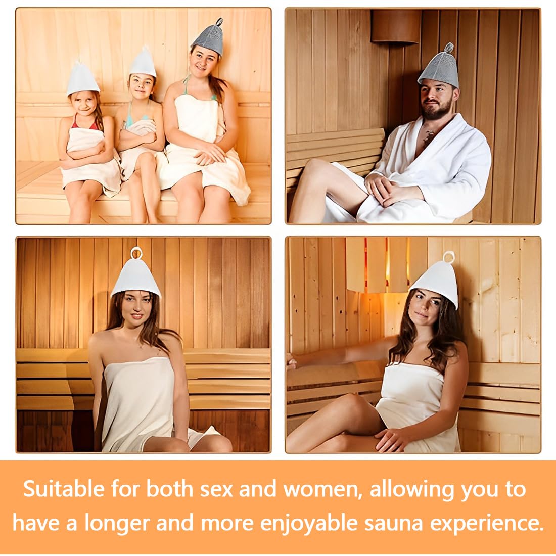 Bonnet De Sauna En Feutre 2 Pièces Pour Hommes Et Femmes Accessoires De Sauna Protection De Tête Respirante