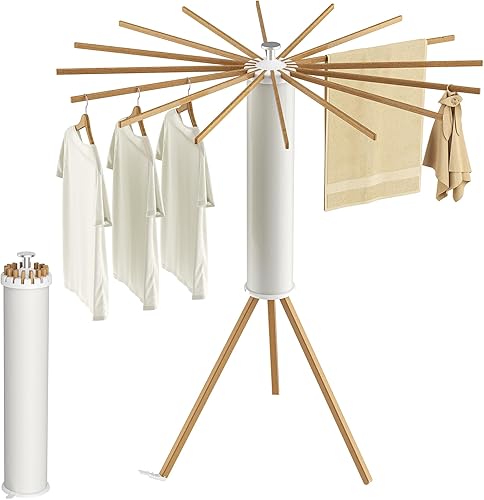 Estante de Secado de Ropa con Trípode, Estante para Ropa Portátil y Plegable que Ahorra Espacio para Secar Ropa - Estante Secador de Ropa para Suelo