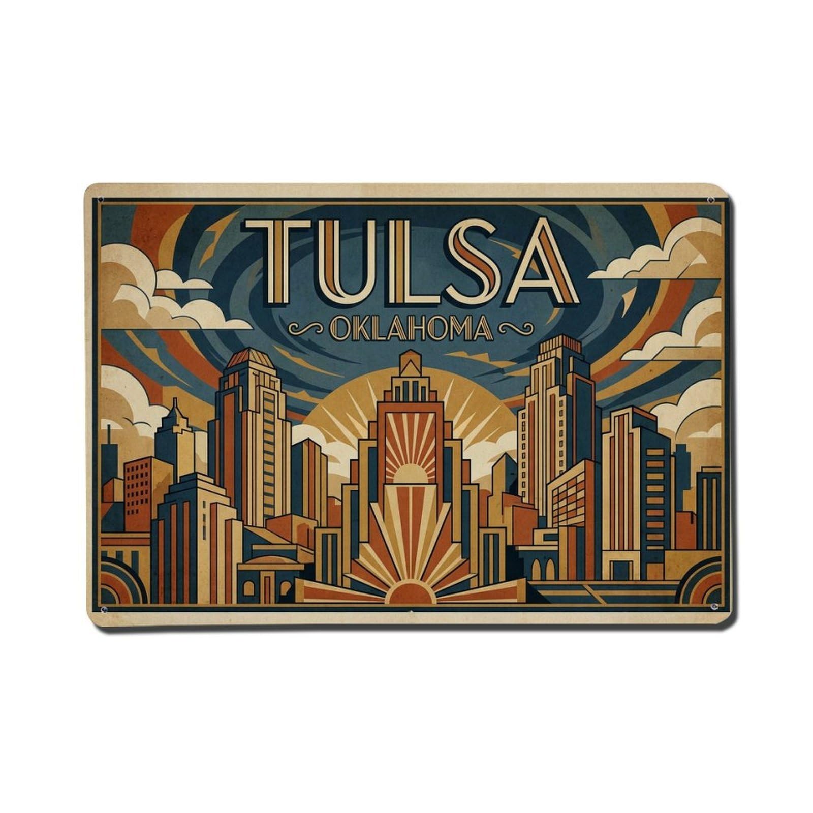Xanthor Style Retro Travel Usa Tulsa Metal Tin Sign