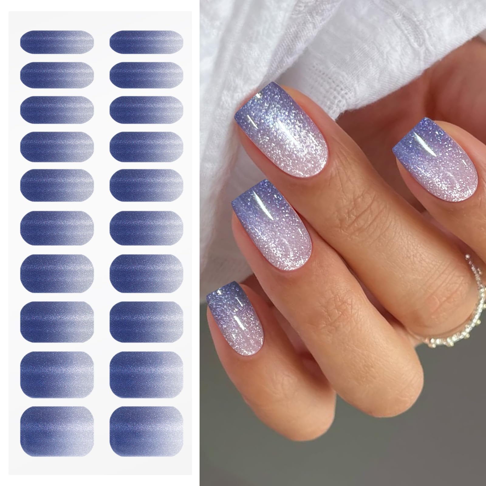 JMEOWIO Nagelfolie UV Härtend Katzenaugen UV Gel Nail Strips Nagelsticker Nagelaufkleber Nail Art Dekoration Nageldesign Zubehör