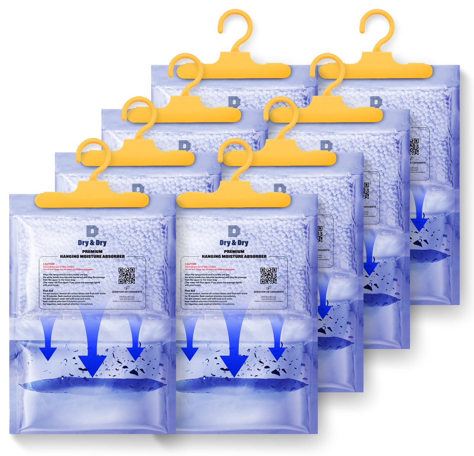 Dry & Dry Premium Moisture Absorbers for Home, Basement & Bedroom - Small Dehumidifiers - White (8 Pack)