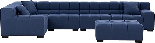 Miniatura 3 de HABUHOME Otomanas reversibles modulares de lino en forma de L, sofá grande con diván y patas doradas, sofás seccionales para sala de estar,