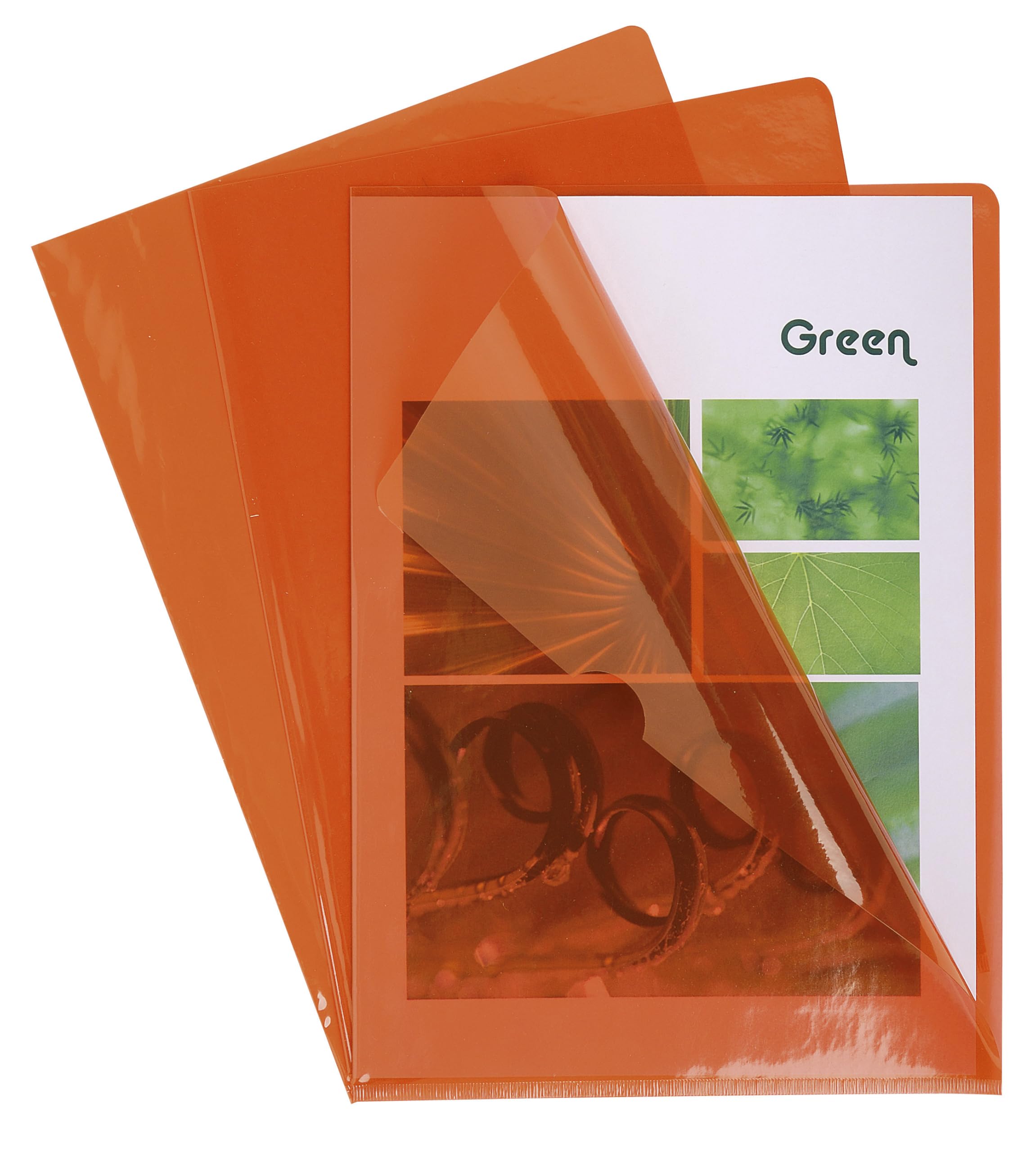 Exacompta 661245E 100er Pack PVC-Kunststoff Aktenhüllen. Für DIN A4 transparent glasklar orange oben und seitlich offen Plastikhülle Klarsichthülle für Büro und die mobile Organisation