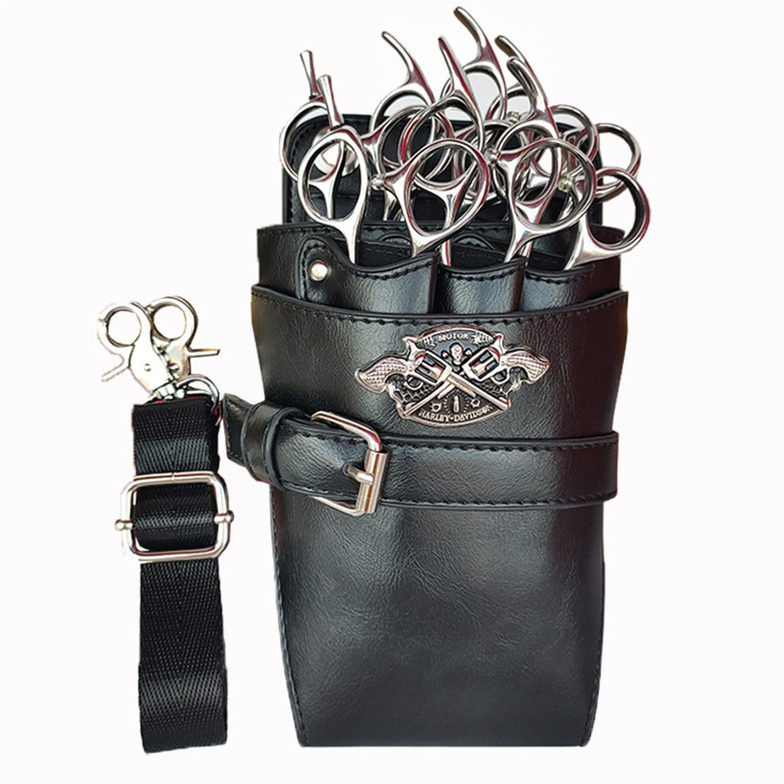 FDEFIRTFG Hairdressing Tool Belt Bag, Leather Scissors Pouch Hair Hairdressing Waist Bag for Hairdressers(Noir)