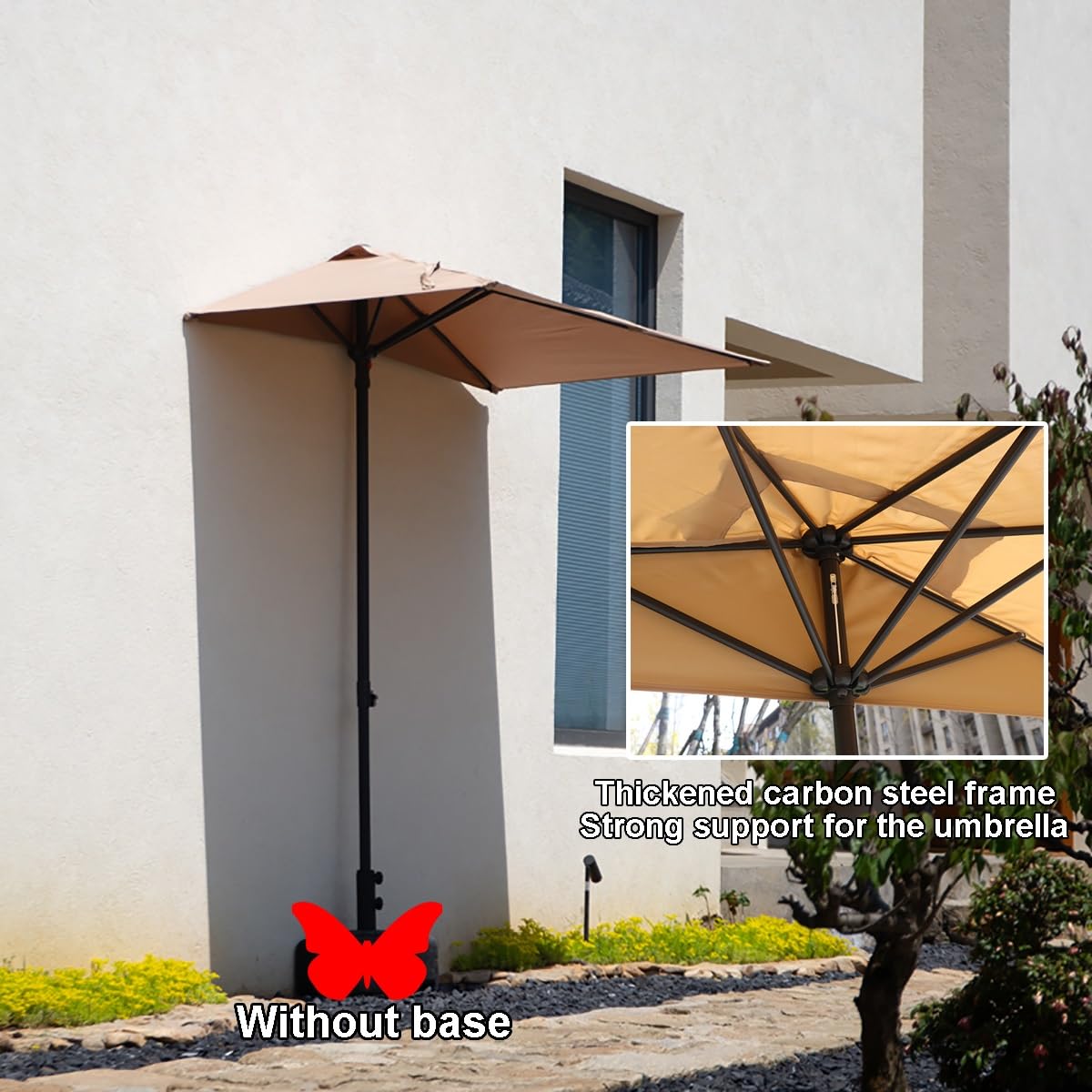 Półprostokątny parasol balkonowy – 240 cm półprostokątny parasol tarasowy z korbą łatwe otwieranie/zamykanie, idealny do tarasów zewnętrznych na patio i do ogrodu