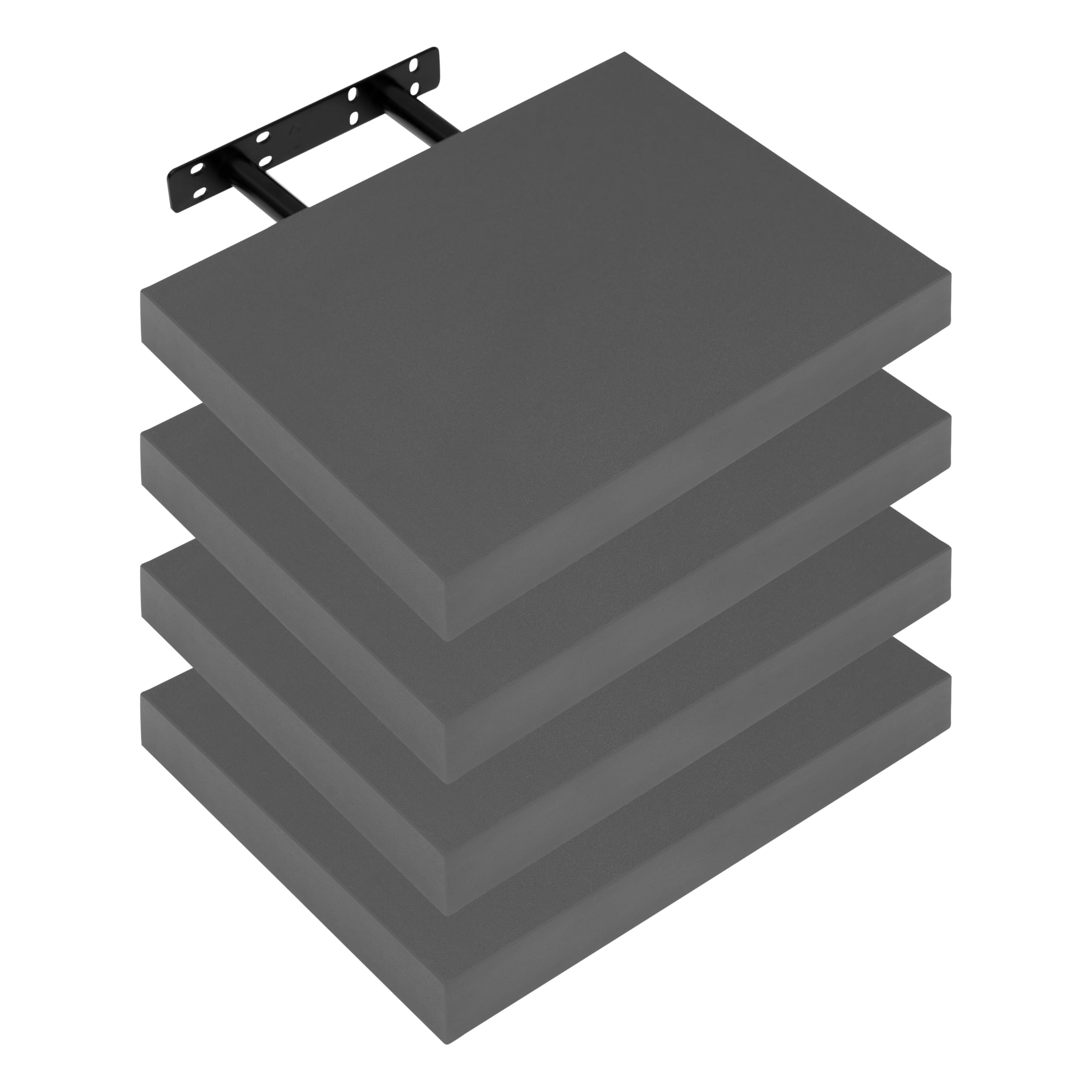 WOLTU 4 Pcs Floating Shelves, 30cm Dark Grey Wall Storage Shelf, Office