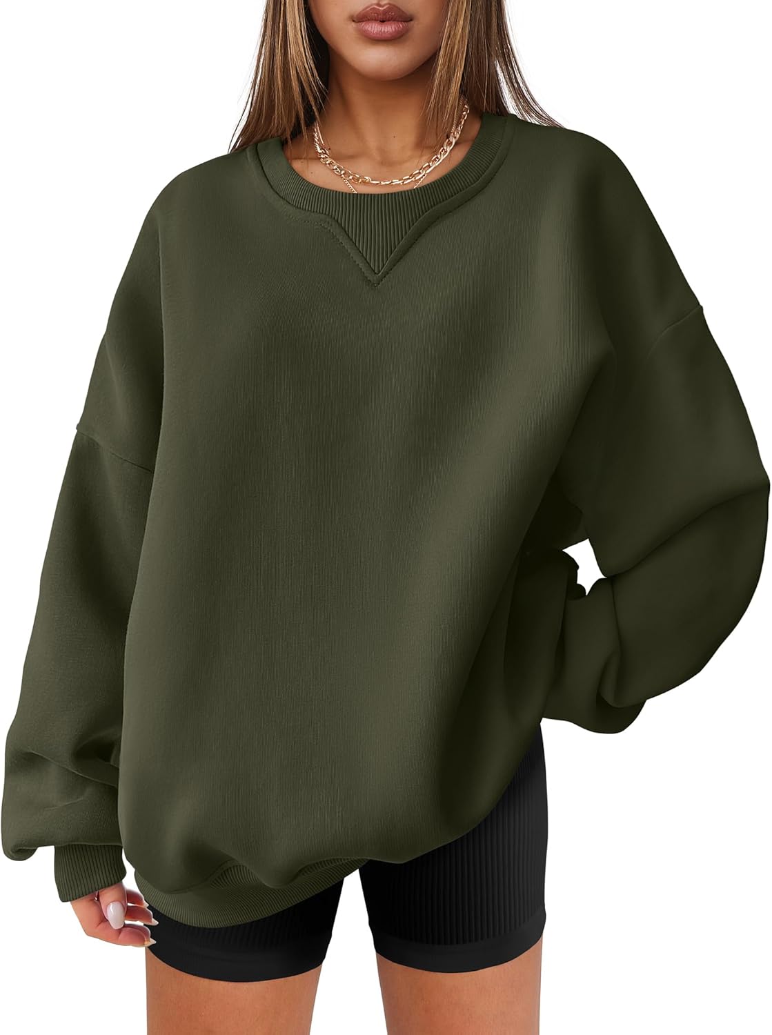 ANRABESS Womens Oversized Sweatshirts Hoodies Crewneck Fleece Pullover Sweaters 2025 Fall Outfits Teen Girls Winter Clothes