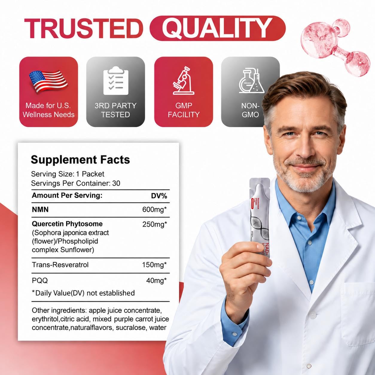 Updated NAD Plus 1000mg Liquid Supplement for Women & Men, 30 Packets — Amazon image 6