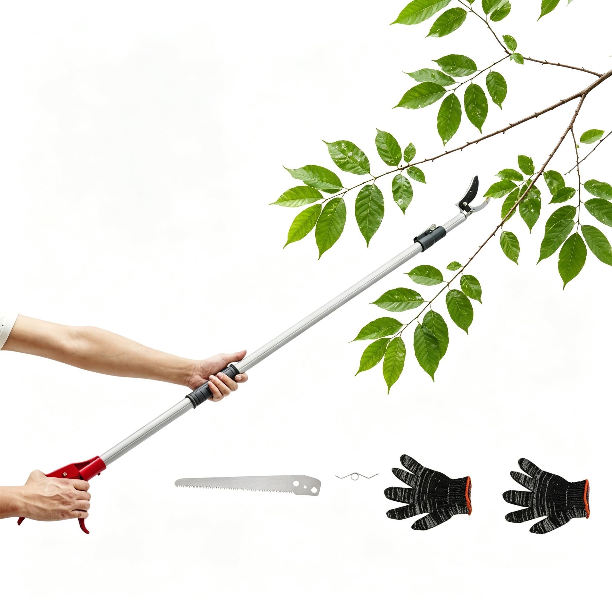 Telescopic Tree Pruner 4.4-7.4ft with Saw Blade & Cutting Head Cuts 3/8in