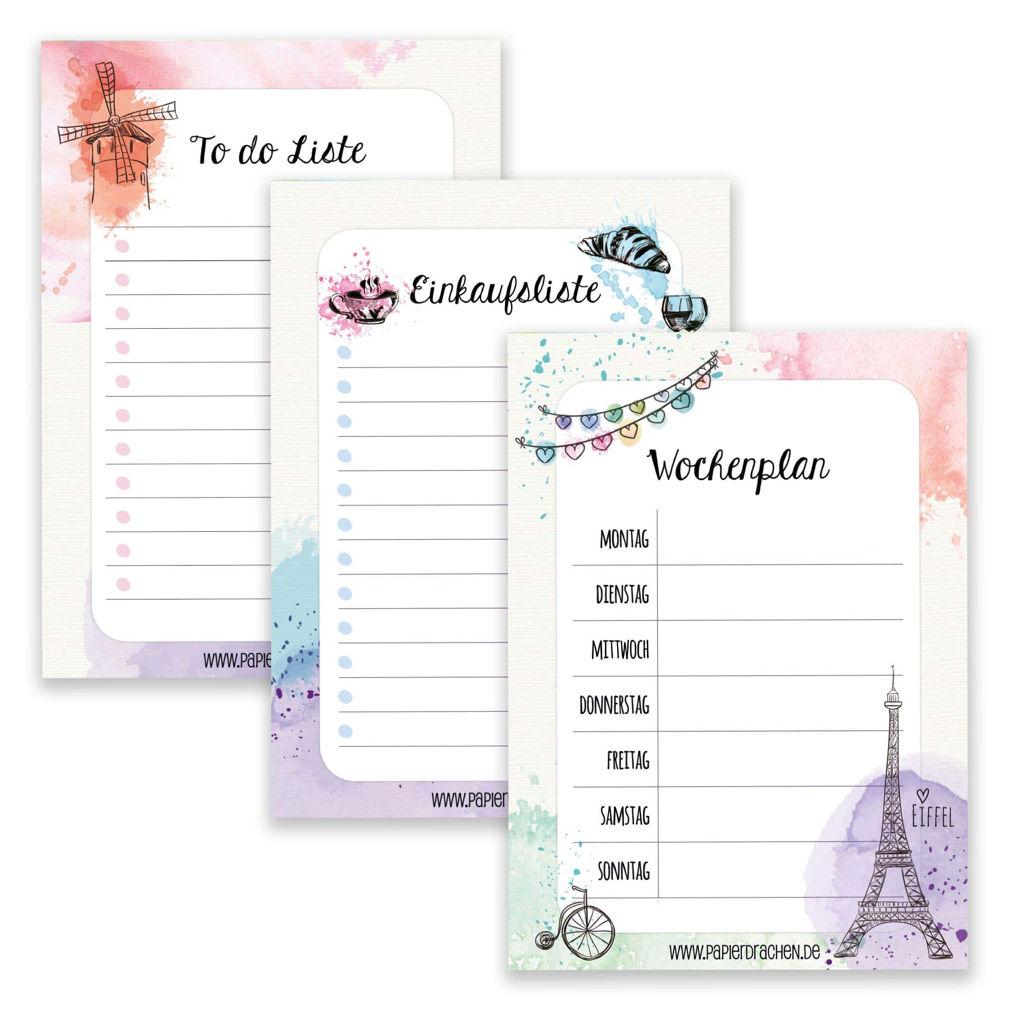 3 Writing Pad Notepads with Weekly Plan, To Do List and Shopping List