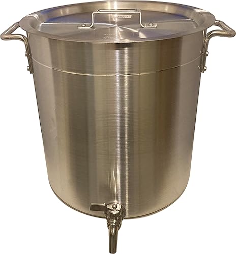 Olla de aluminio de 24 cuartos con boquilla de espita + tapa de tapa Hervidor resistente de 6 galones con grifo de válvula de drenaje para verter