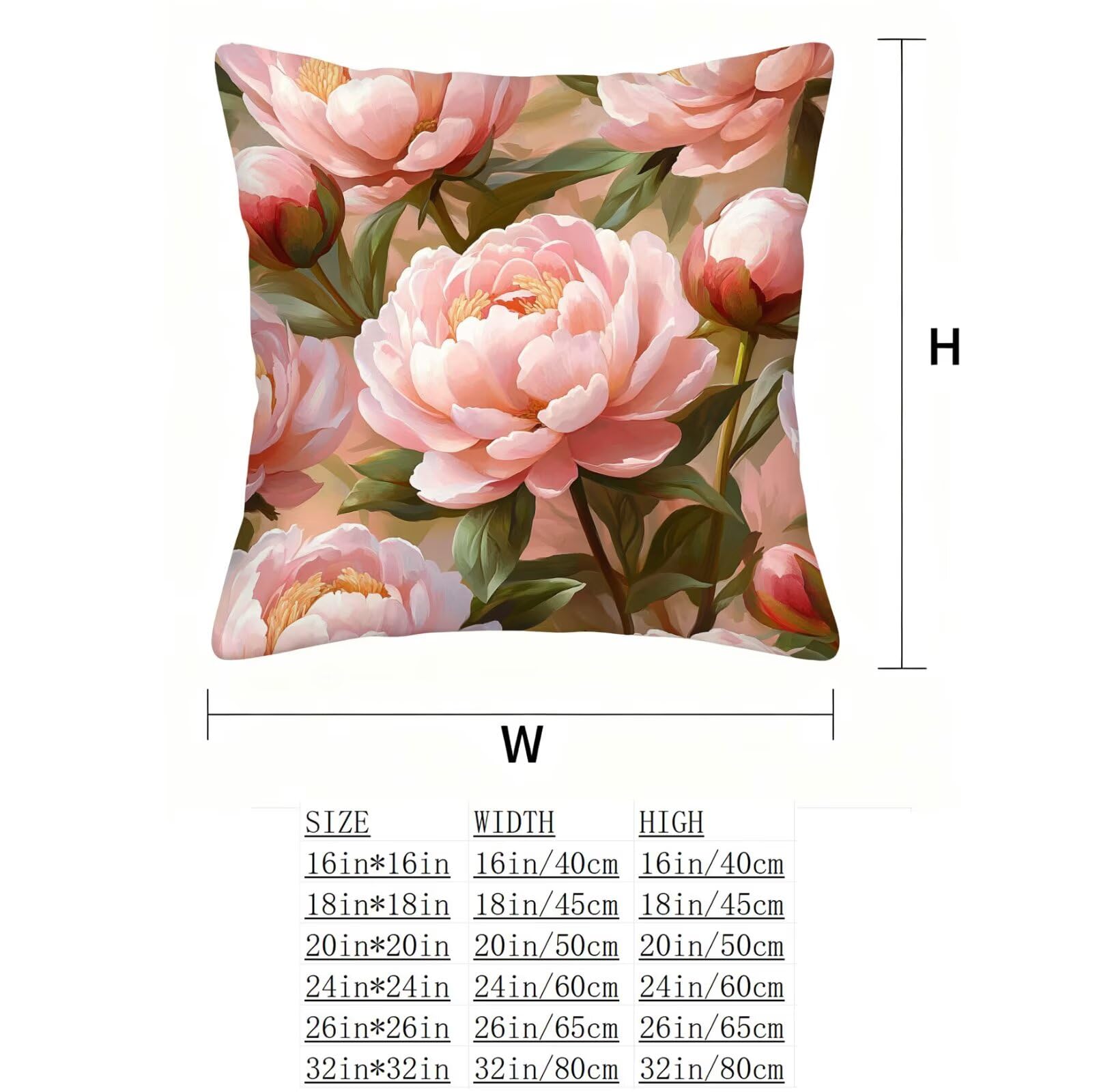 Rose Housse Coussin 60x60 Fleur Taie Oreiller 60x60 Lot de 4 Super Doux Protege Oreiller 60 x 60 Decoration Automne Taie D'oreiller Carrées Coussin Canape, pour Maison Chambre Canapé Chaise E - 79