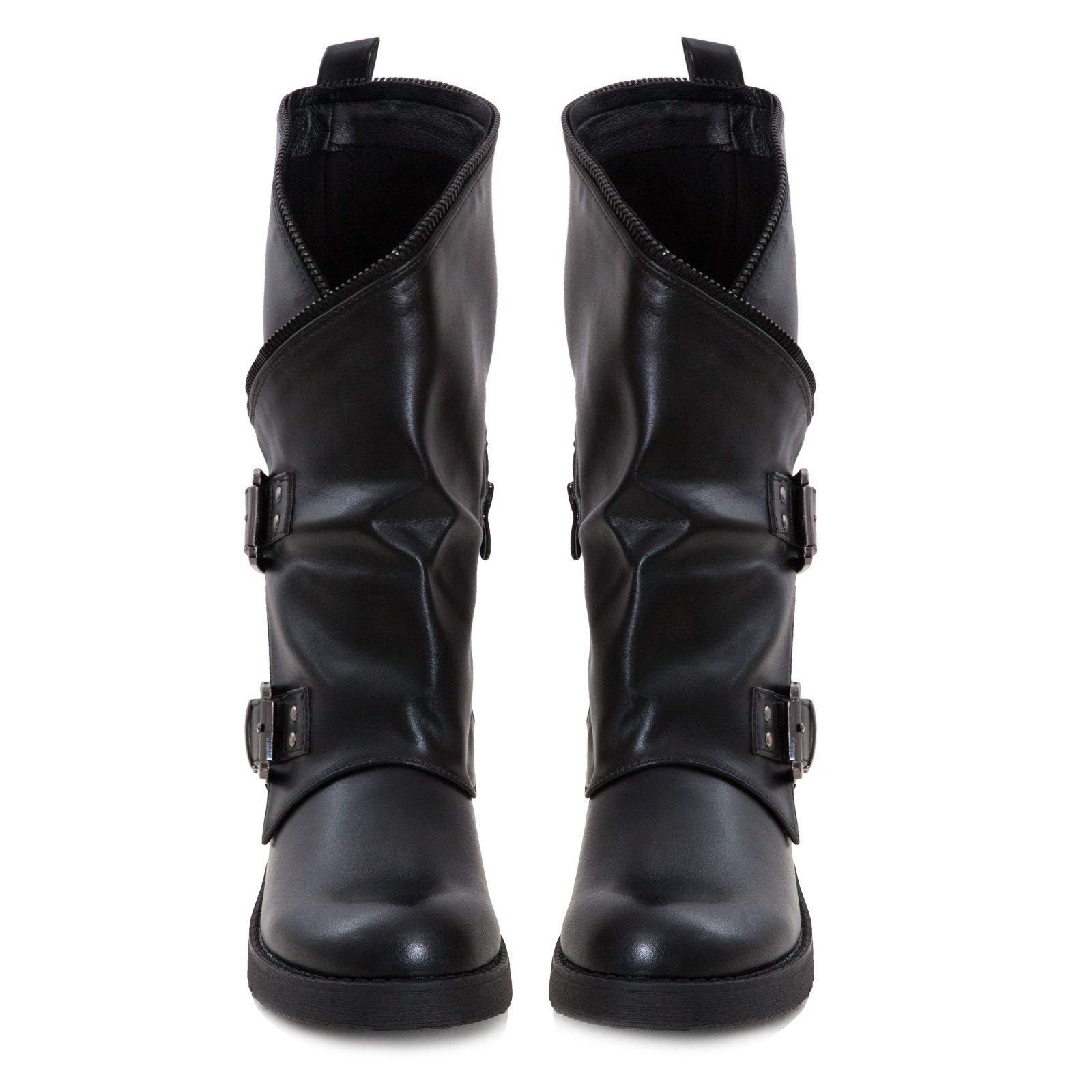 Toocool - Stivali Donna Bassi Biker Boots Motociclista Stivaletti Fibbie Anfibi SA9907