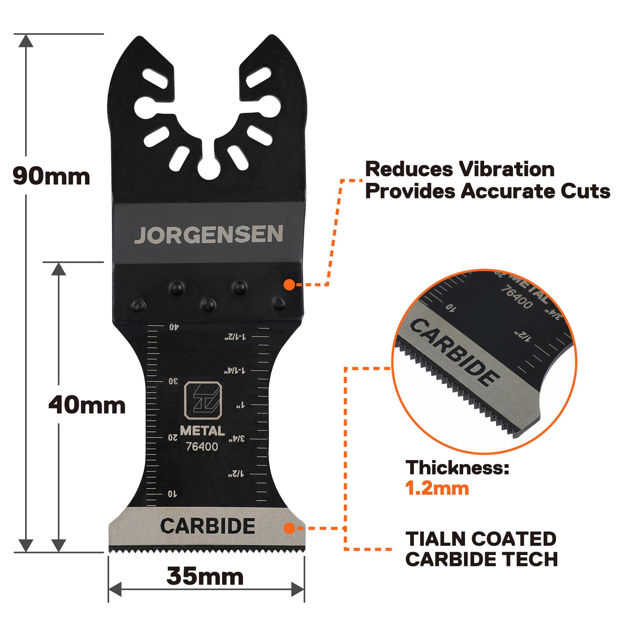 JORGENSEN Cuchillas de Sierra Oscilante 3-piezas, Hojas de Corte para Herramientas Multifunción, Accesorios Multiherramienta para Corte de Metal, Clavos, Tornillos, Pernos