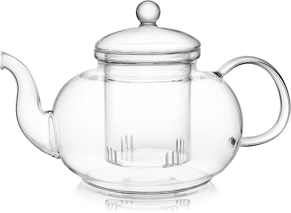 Teabloom Blossoms Glass Teapot Stovetop and Microwave Safe Borosilicate Glass Teapot with Removable Loose Tea Glass Infuser (32 Oz) - Tea Purist's Choice