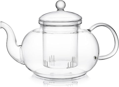 Teabloom Blossoms Glass Teapot Stovetop and Microwave Safe Borosilicate Glass Teapot with Removable Loose Tea Glass Infuser (32 Oz) - Tea Purist's Choice