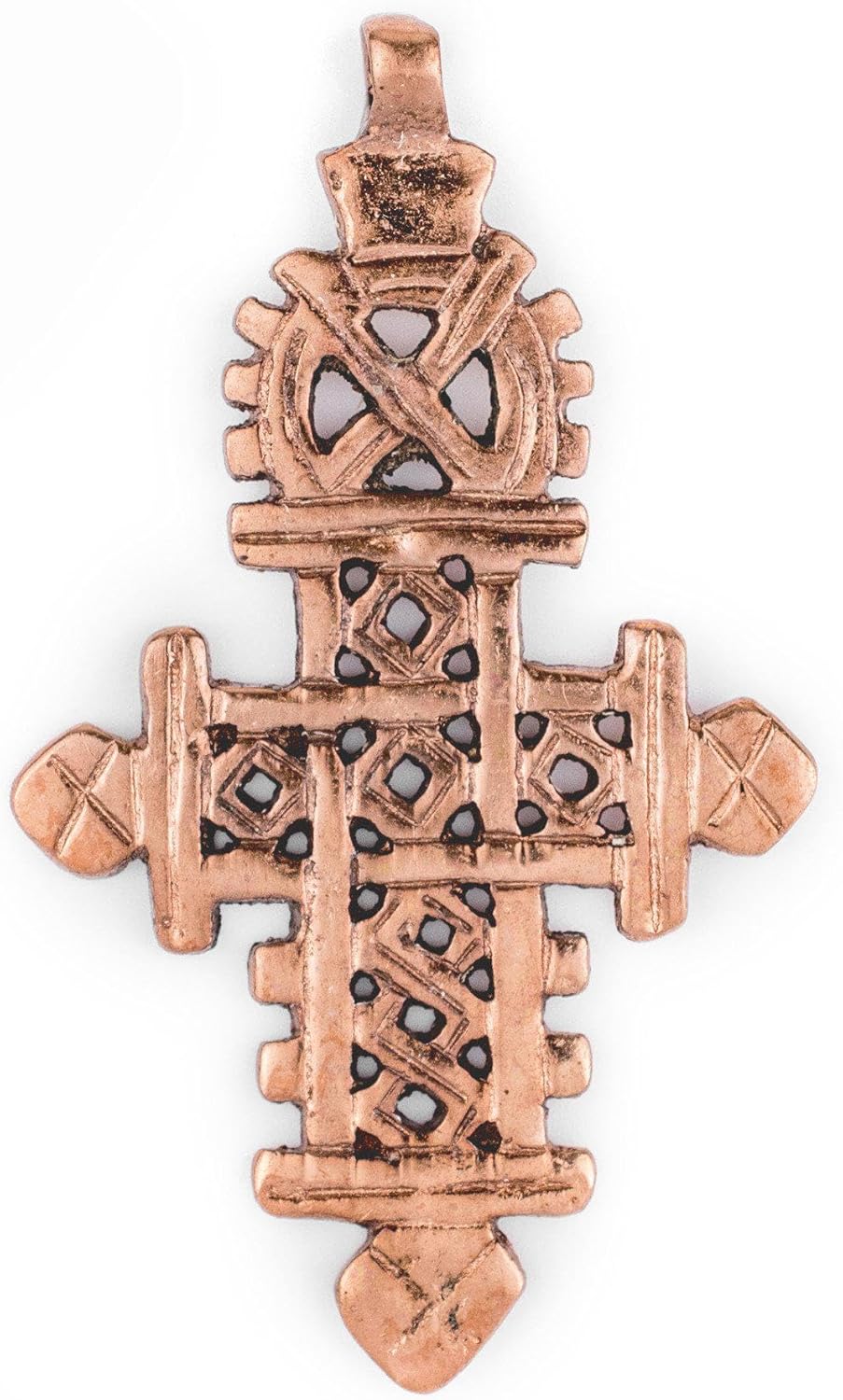 4 Pack: Ethiopian Copper Coptic Cross Pendants: Authentic Ethiopian East African Design for Jewelry & Necklace Making
