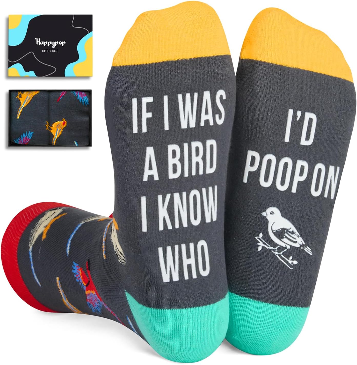 Funny Socks for Women Men - Novelty Crazy Socks Bird Butterfly Gifts, Bird Stocking