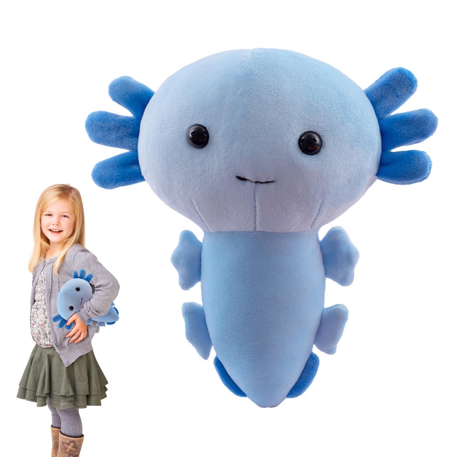 Générique Axolotl Soft Toy – Soft Toys Filled with Salamander, Soft Fluffy Pillow for Them, Perfect Gift for Valentine's Day or Birthday Gift, Blue/Pink