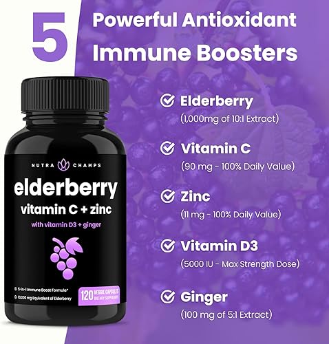 Miniatura 8 de NutraChamps Paquete de cápsulas de saúco y vitamina C