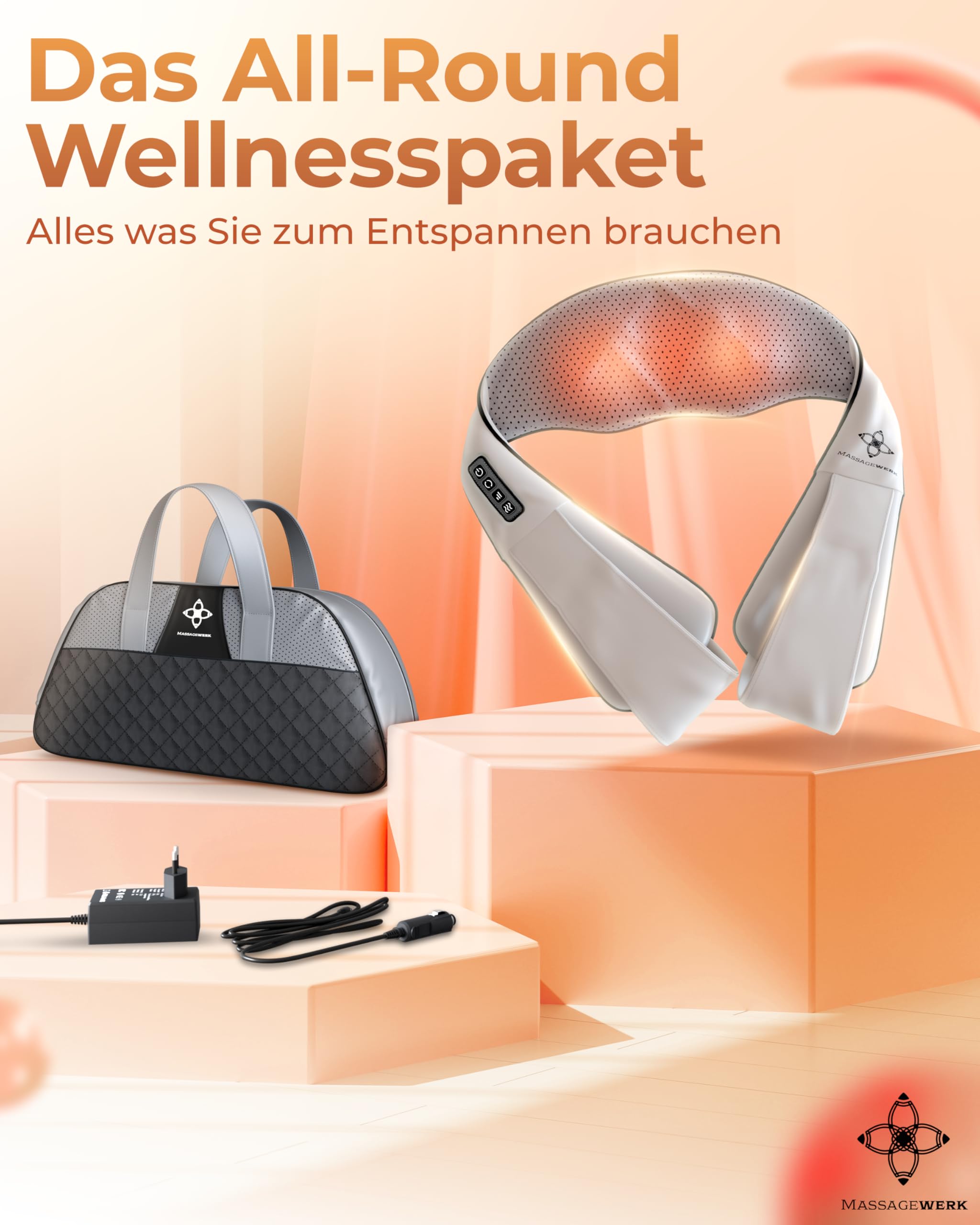 Shiatsu Nacken- und Rückenmassagegerät | Elektrisches Nackenmassagegerät mit Wärmefunktion | Ergonomisch, Ideal zur Linderung von Muskelverspannungen und Schmerzen