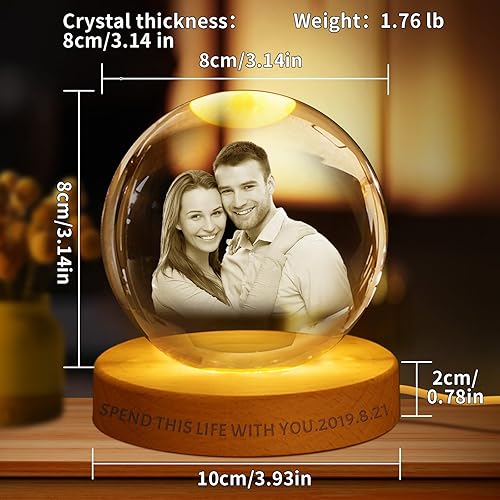Miniatura 2 de Regalo de foto de cristal 3D personalizada  Imagen personalizada para día del padre, cumpleaños, aniversario  Recuerdo para papá, parejas y amantes
