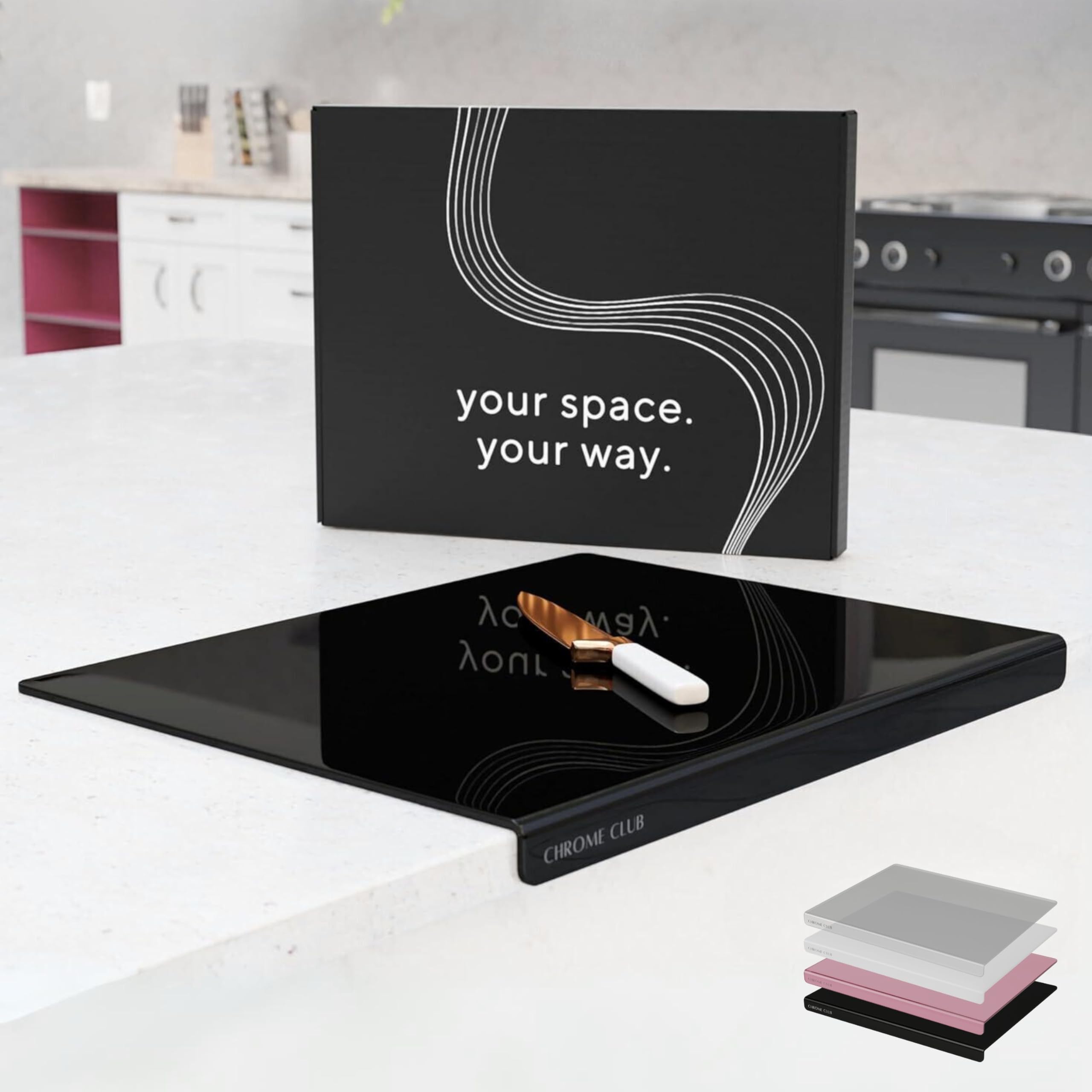 Acrylic Cutting Board with Counter Lip Non Slip Black Cutting Board