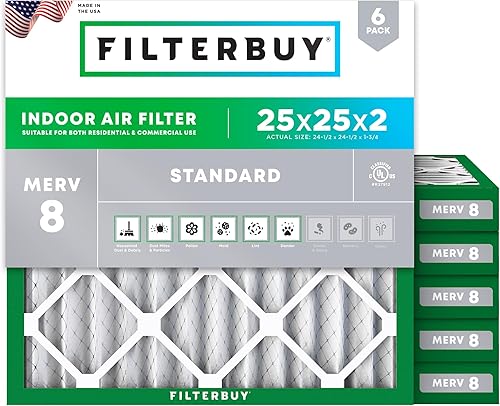 Vista 94 de Filterbuy - Filtro de aire MERV 8 de 17 x 25 x 1 pulgadas, protección contra el polvo (paquete de 6), filtros de aire de repuesto plisados