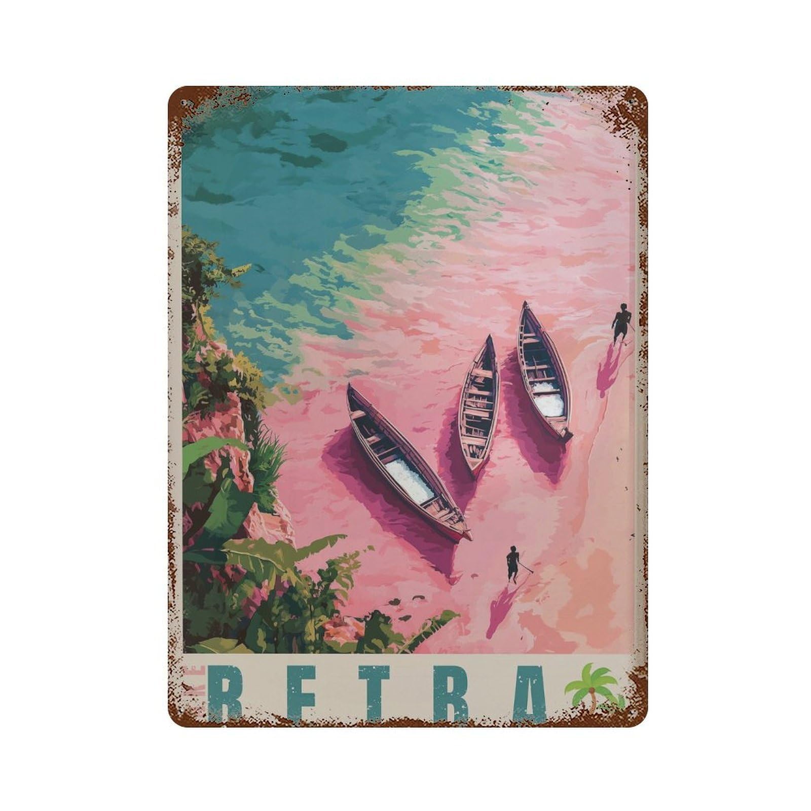 xiaoxiaoshen Lake Retba Senegal Travel Africa Wall Decor Art Metal Tin Poster Modern Home Decor Art Home Bar Shop Decorations Vintage Sign 40x30cm
