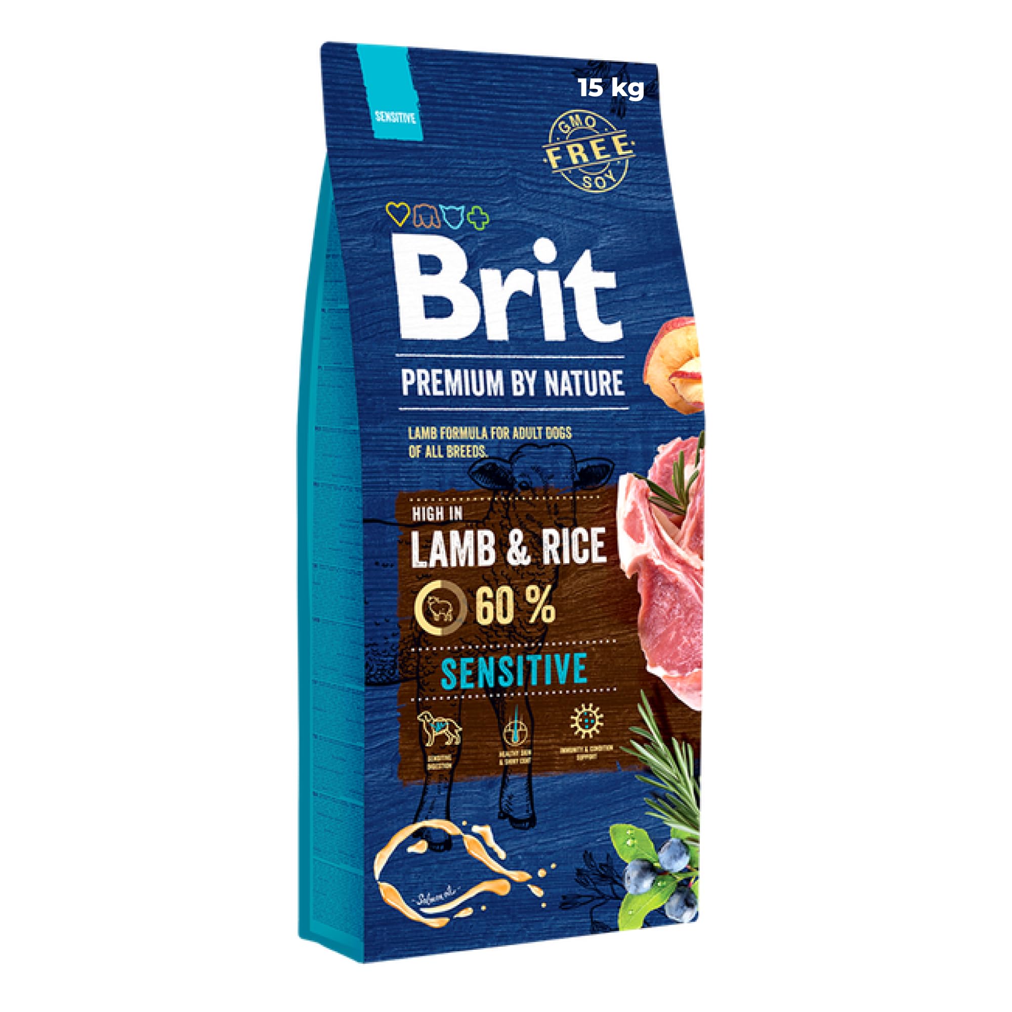 Brit Premium by Nature Sensitive Lamm Sucha karma dla dorosłych psów, hipoalergiczna i bez zbóż, baranina, 15 kg