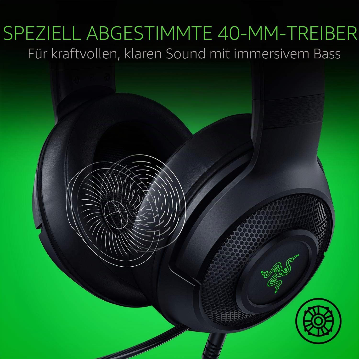 Razer Kraken X USB Ultralight Gaming Headset: 7.1 Surround Sound - Leichter Rahmen - Grüne Logo-Beleuchtung - Integrierte Audio-Steuerung - Biegbares Nierenmikrofon - Für PC - Klassisches Schwarz