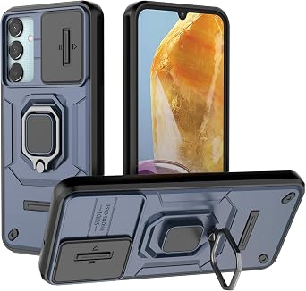 Mobile Phone Case for Samsung Galaxy M55/F55/C55 Support Car Holder Sliding Window Shockproof Protective Phone Cover for Samsung Galaxy M55/F55/C55 Military Cases Lens Protection Blue