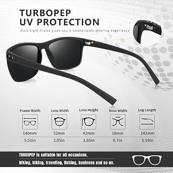 Square Polarized Sunglasses for Men and Women Lightweight Frame Sun Glasses with UV Protection