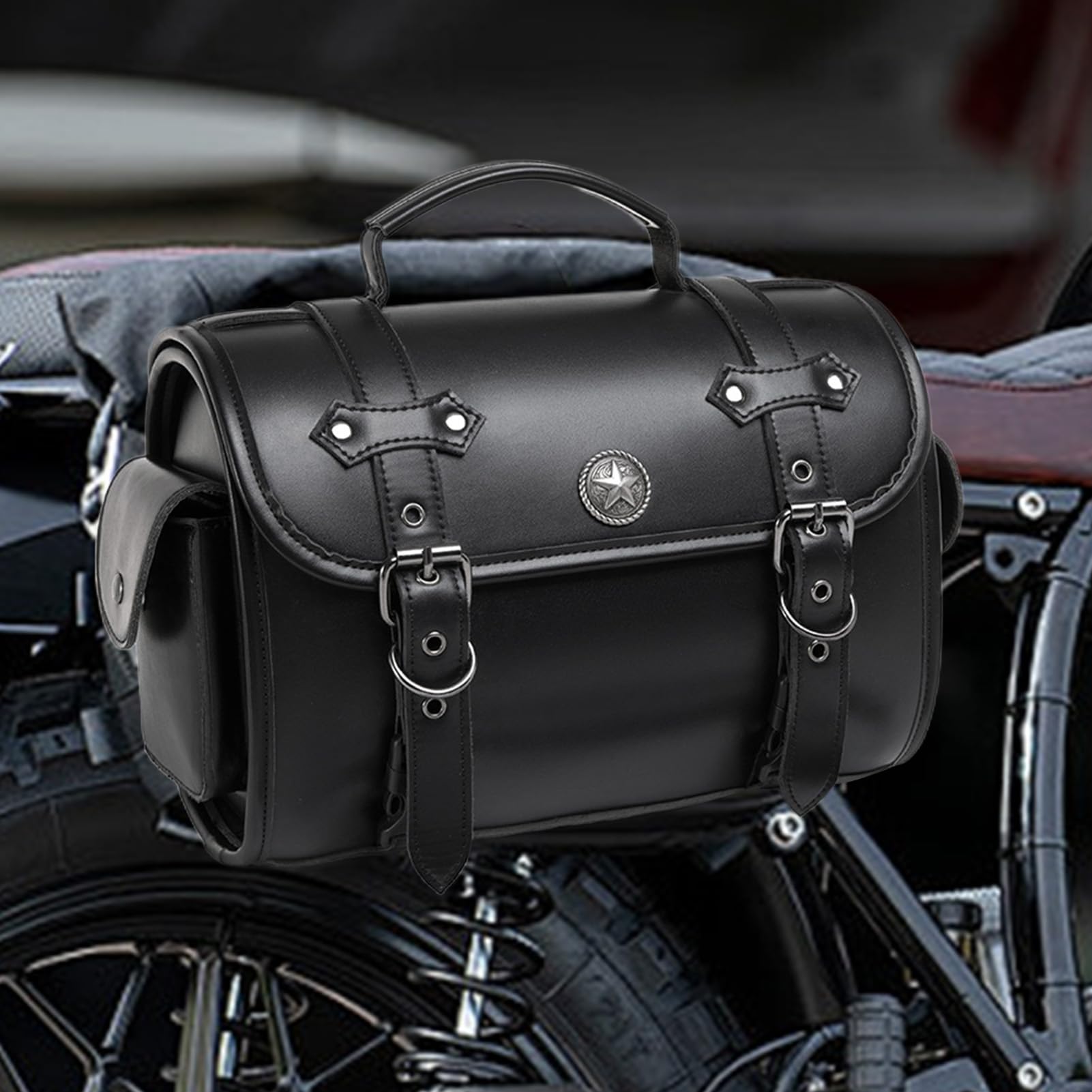 Borse da sella in pelle per moto, 720 g, deposito bagagli per moto, set di tasche laterali impermeabili, viaggi a lunga distanza, viaggi su strada, pendolari quotidiani, stoccaggio