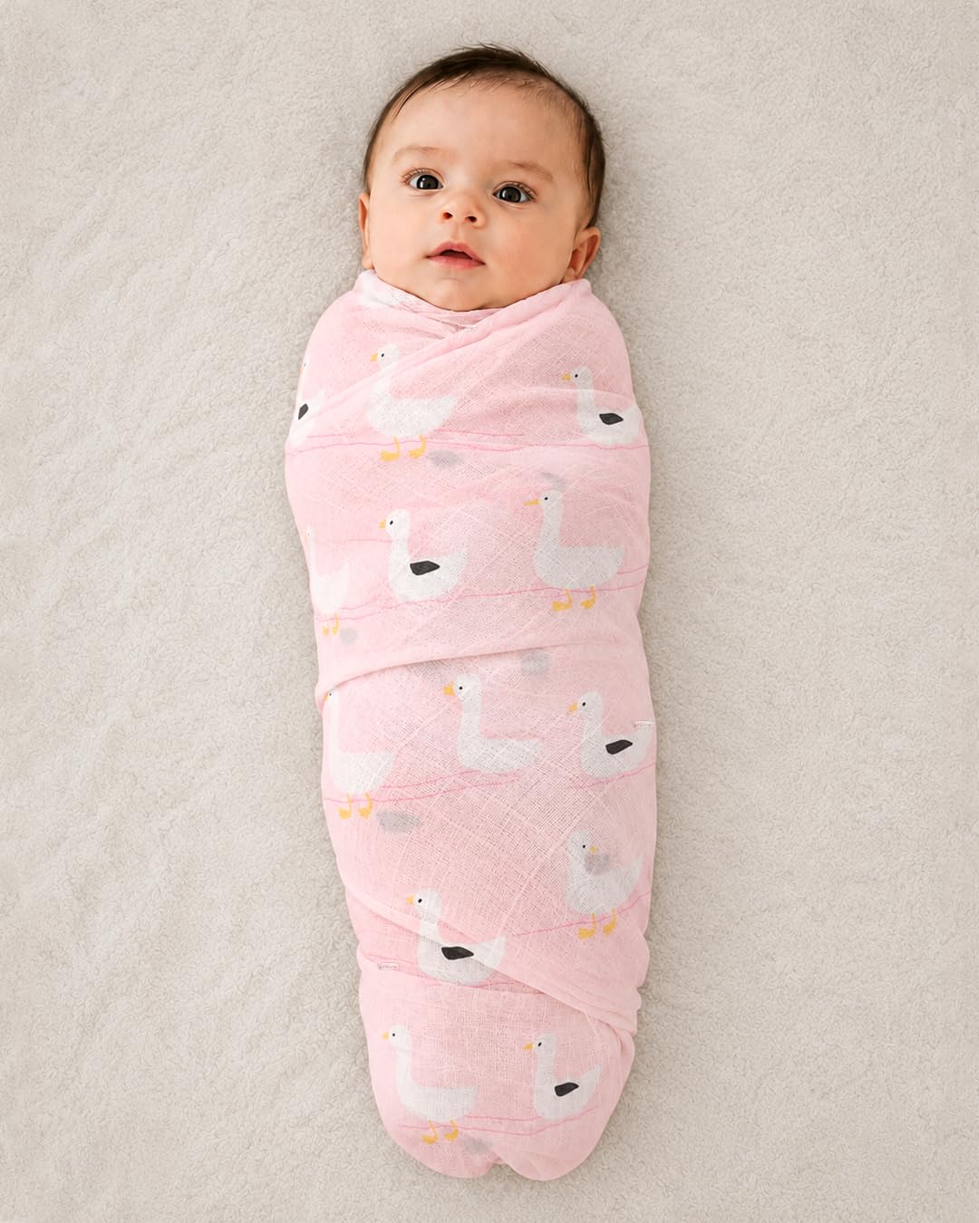 Rachna 2-Layer Playful Ducks Print Bamboo Cotton Swaddle Wrapper for New Born Baby | Super Soft Breathable Muslin Squares Swaddling Blanket Cloth - 18403 - Pastel Blue - 105 x 120 Centimetres-image-20