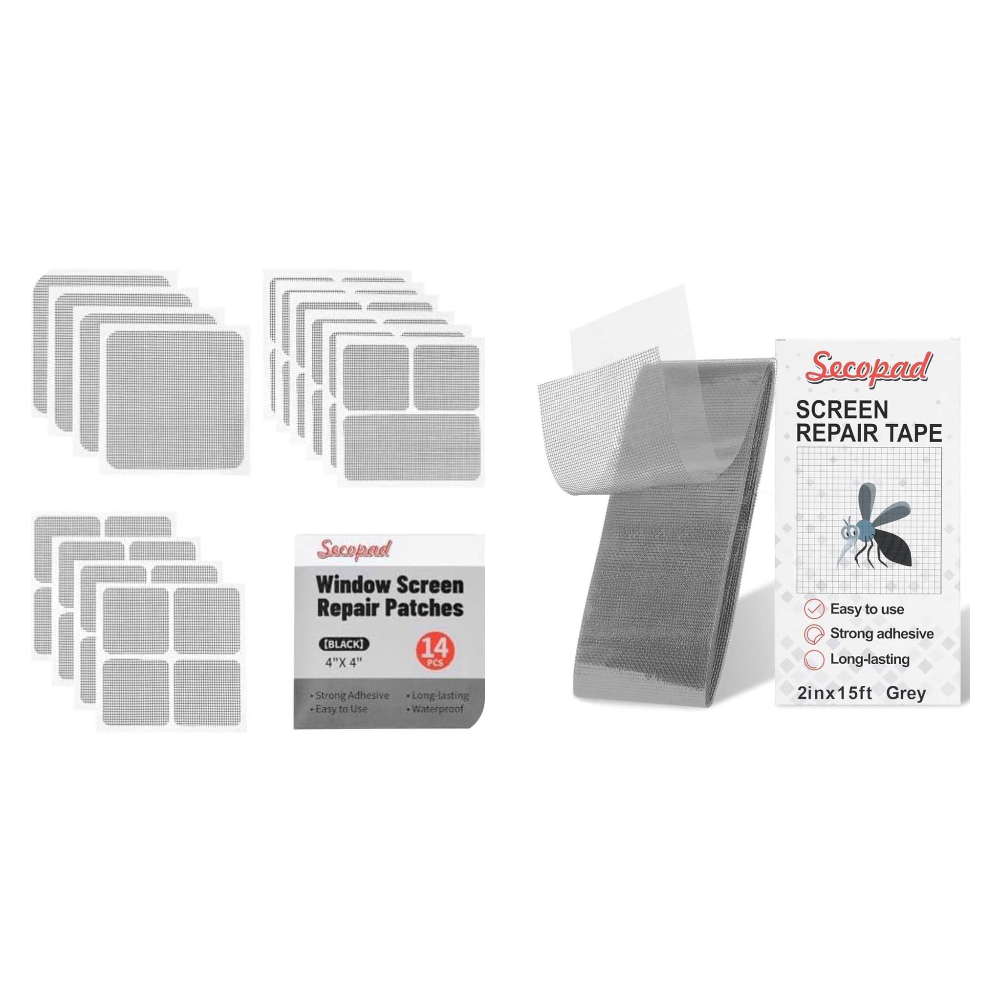 Window Screen Patch Tape 14-Piece Screen Repair Kit - 3 Sizes Grey ...