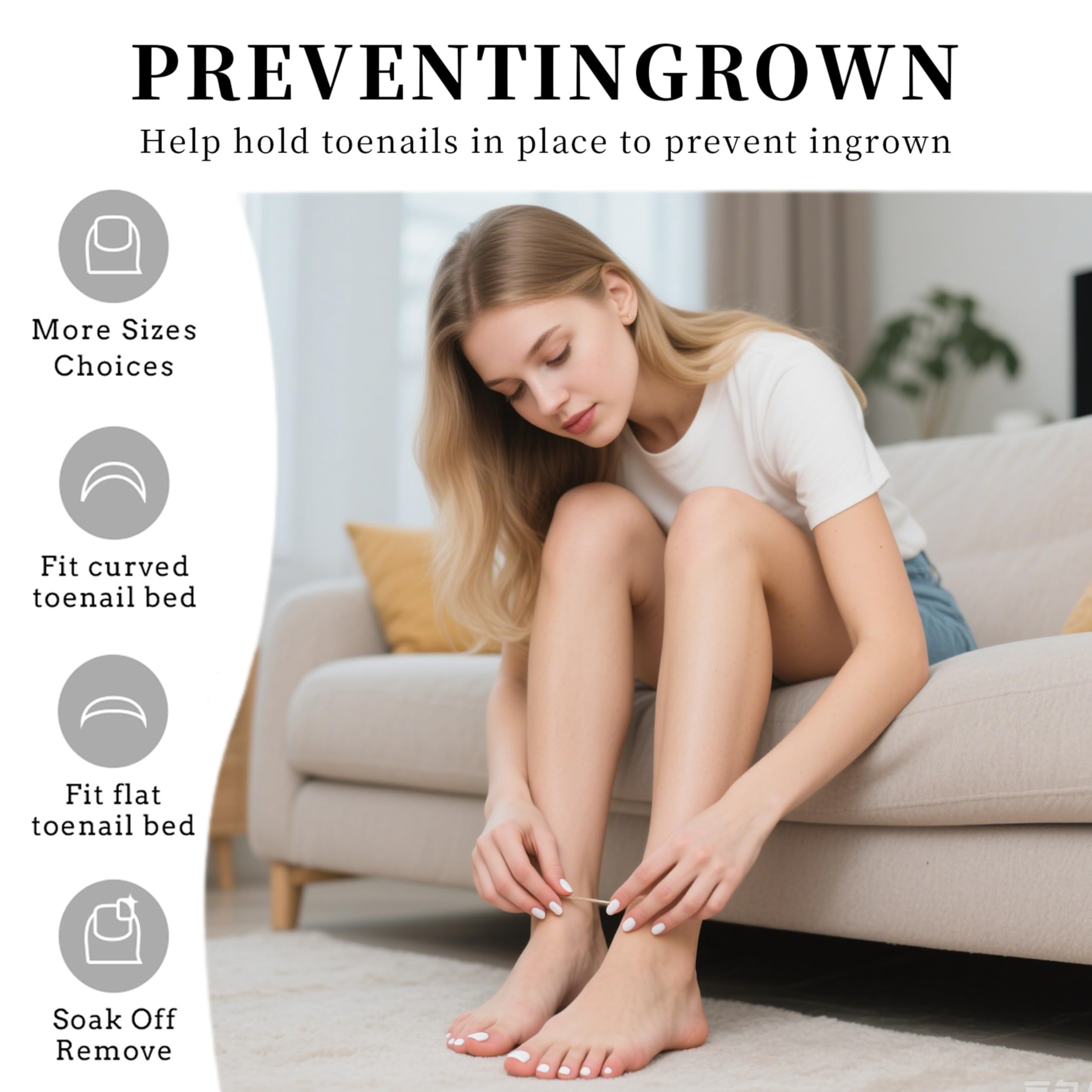 24 sztuki francuskich paznokci do pedicure, brokatowe, krótkie, kwadratowe, francuskie paznokcie, całkowicie zakrywające końcówki paznokci, dla kobiet, 12 rozmiarów (białe paznokcie)