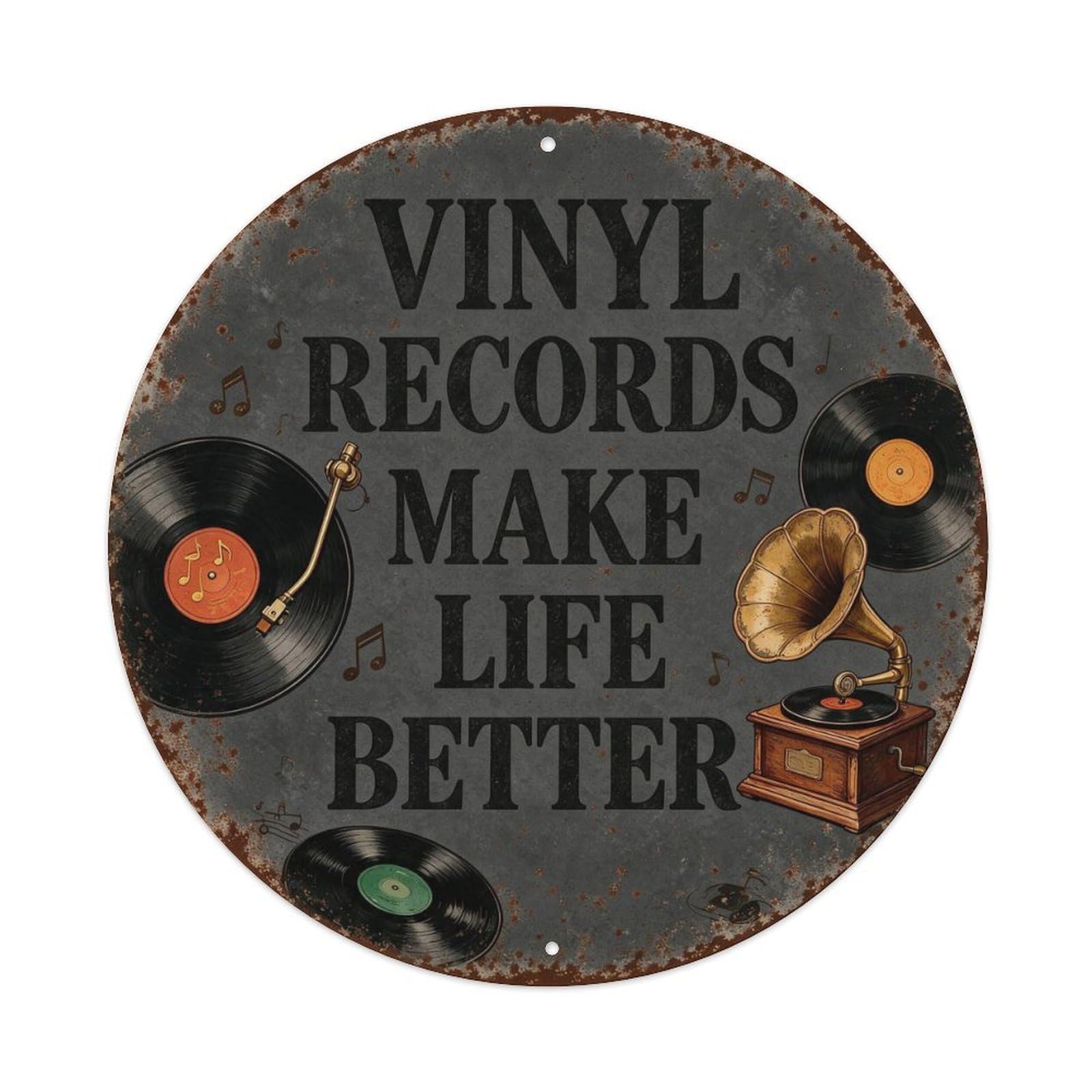 Vinyl Records Make Life Better Metal Tin Sign Plaque