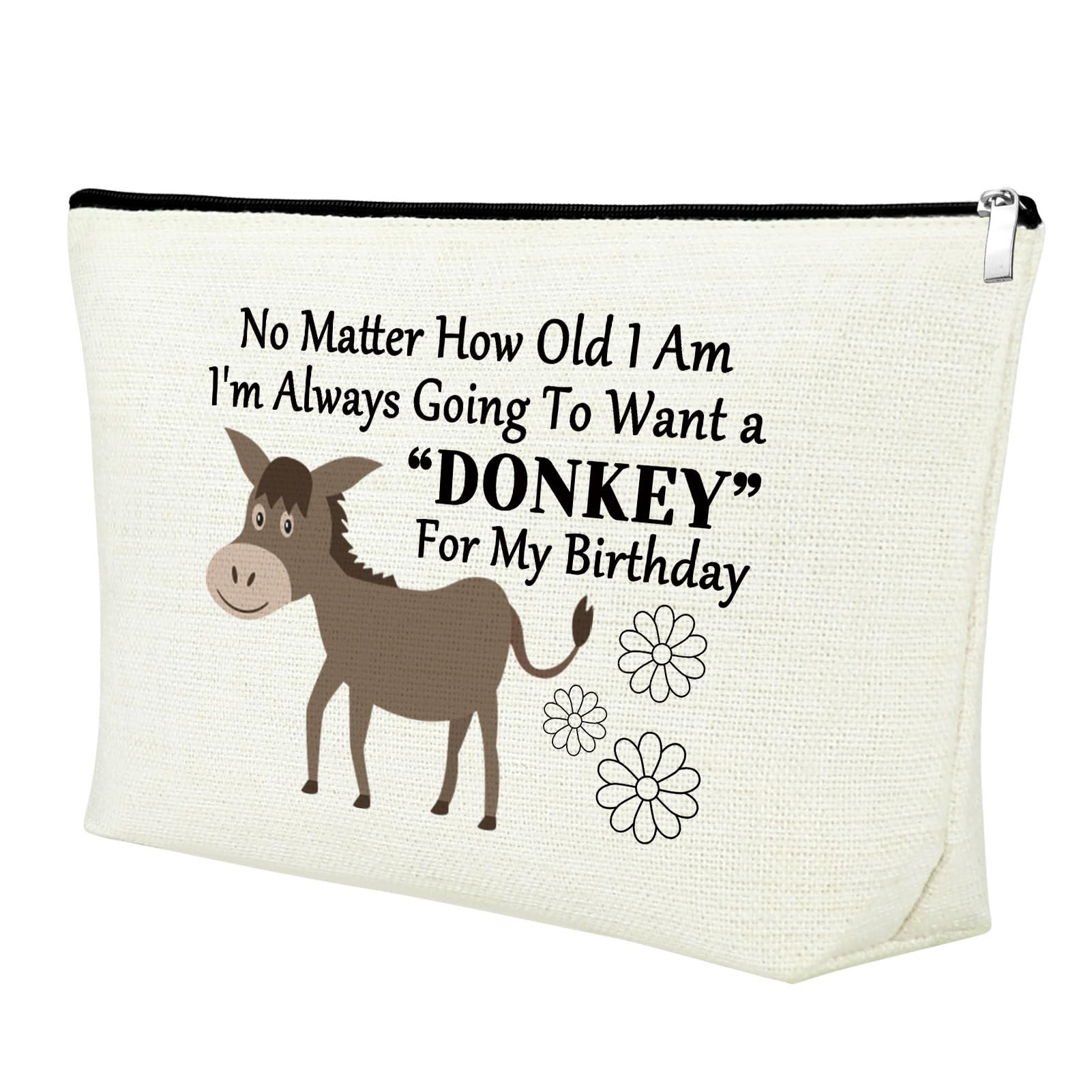 Mxrymvu Donkey Themed Gifts Makeup Bag Crazy Donkey Lady Gift Cosmetic Bag Donkeys Gifts for Women Zipper Pouch Animal Lover Gift for Her Funny