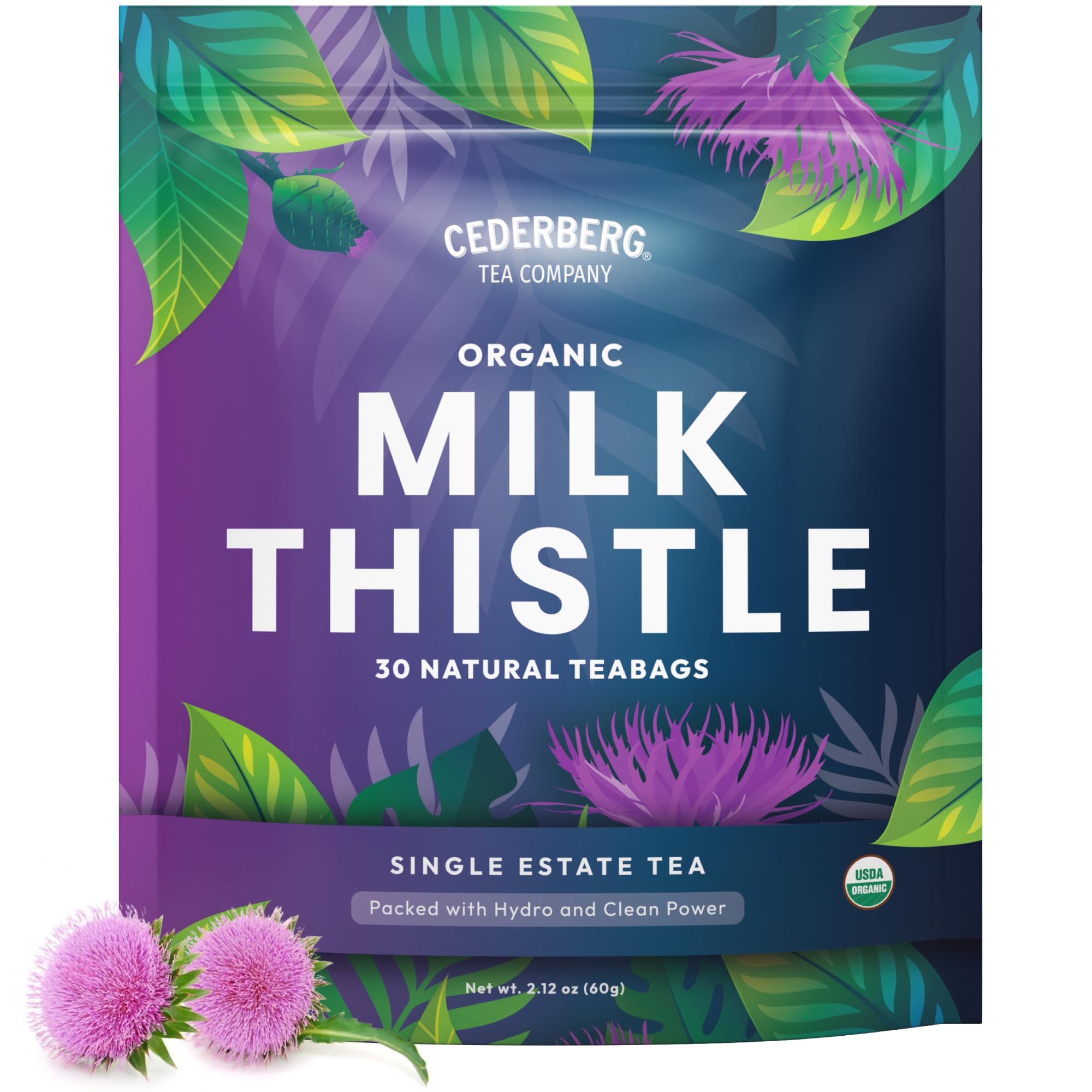 Cederberg Tea Company Organic Milk Thistle Tea — 30 Tea Bags | Organic Herbal Tea From Single Origin | Eco-Friendly Tea Bags | Non-GMO Caffeine Free