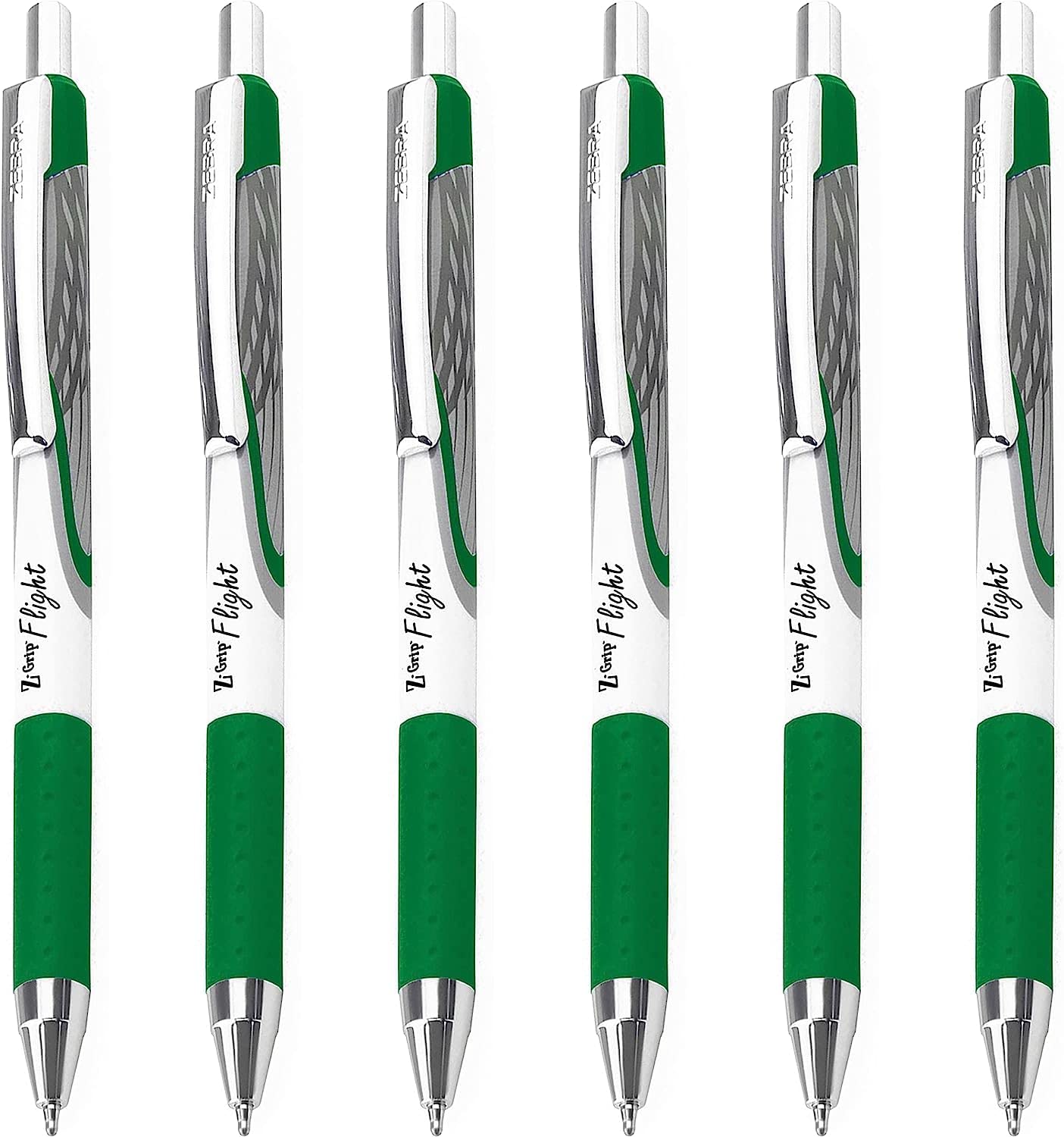 Zebra Classic Z-Grip Flight Ballpoint Pens - 1.2mm - Green - Pack of 6