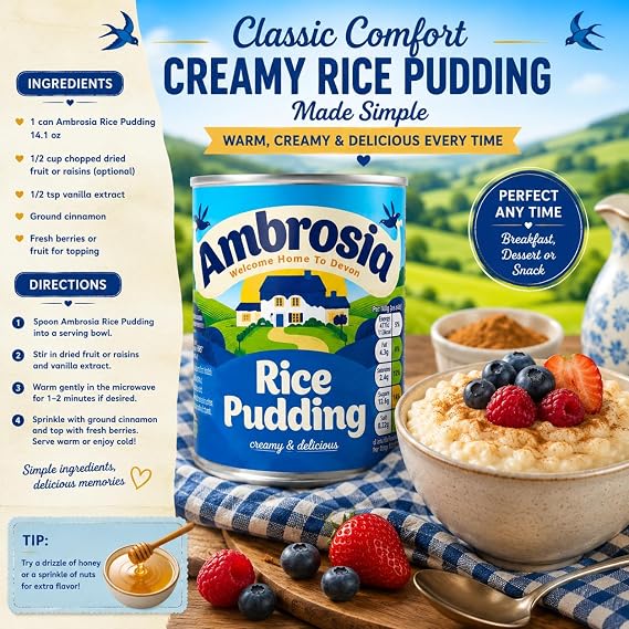 Ambrosia Devon Rice Pudding, 14.1 Ounce Cans (Pack of 12)