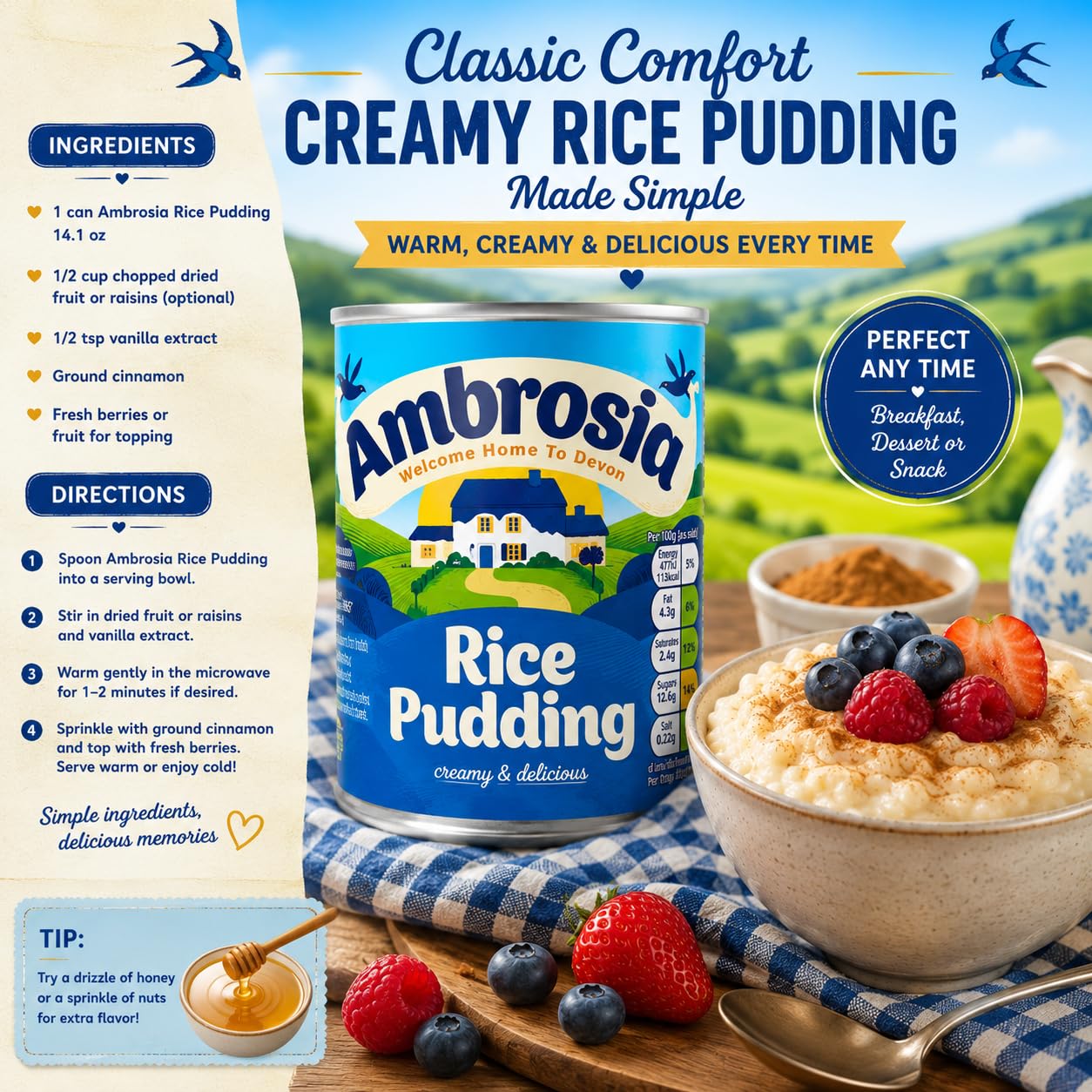 Ambrosia Devon Rice Pudding 14.1 Ounce Cans Pack of 12 product thumbnail 9