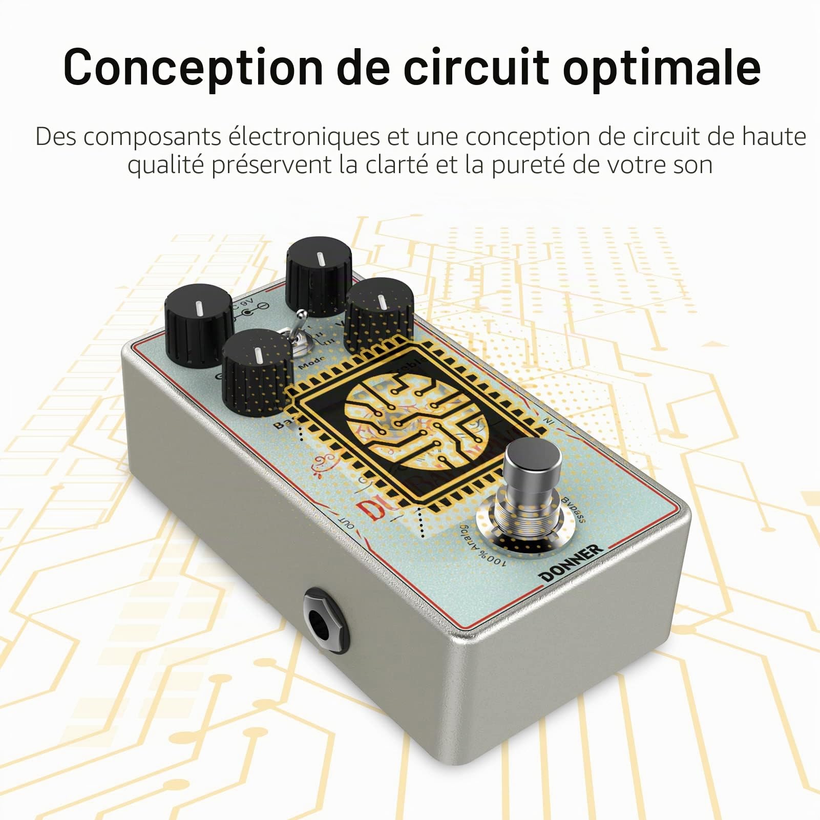 Donner Pédale de Guitare Overdrive, Dumbal Drive Pédale d'overdrive pour Guitare électrique, Overdrive style Dumble avec 2 bandes EQ Boost Effet Pure Analog True Bypass