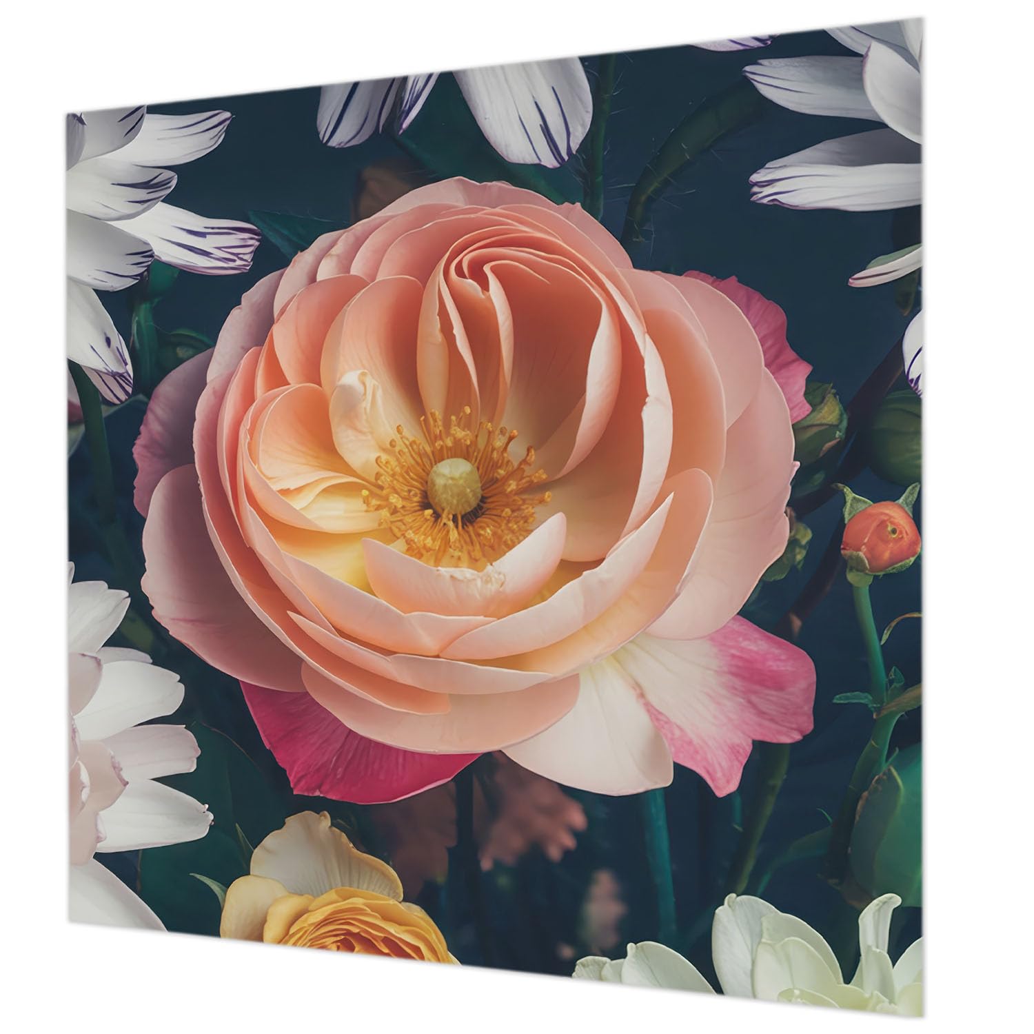 Décor mural intissé 250x250 cm grand format floral avec colle incluse pour mur