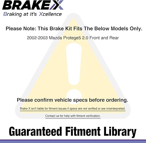Miniatura 6 de Kit de rotores de freno de repuesto Brake X delanteros y traseros avanzados, compatible con Mazda Protege5 2.0 2002 2003
