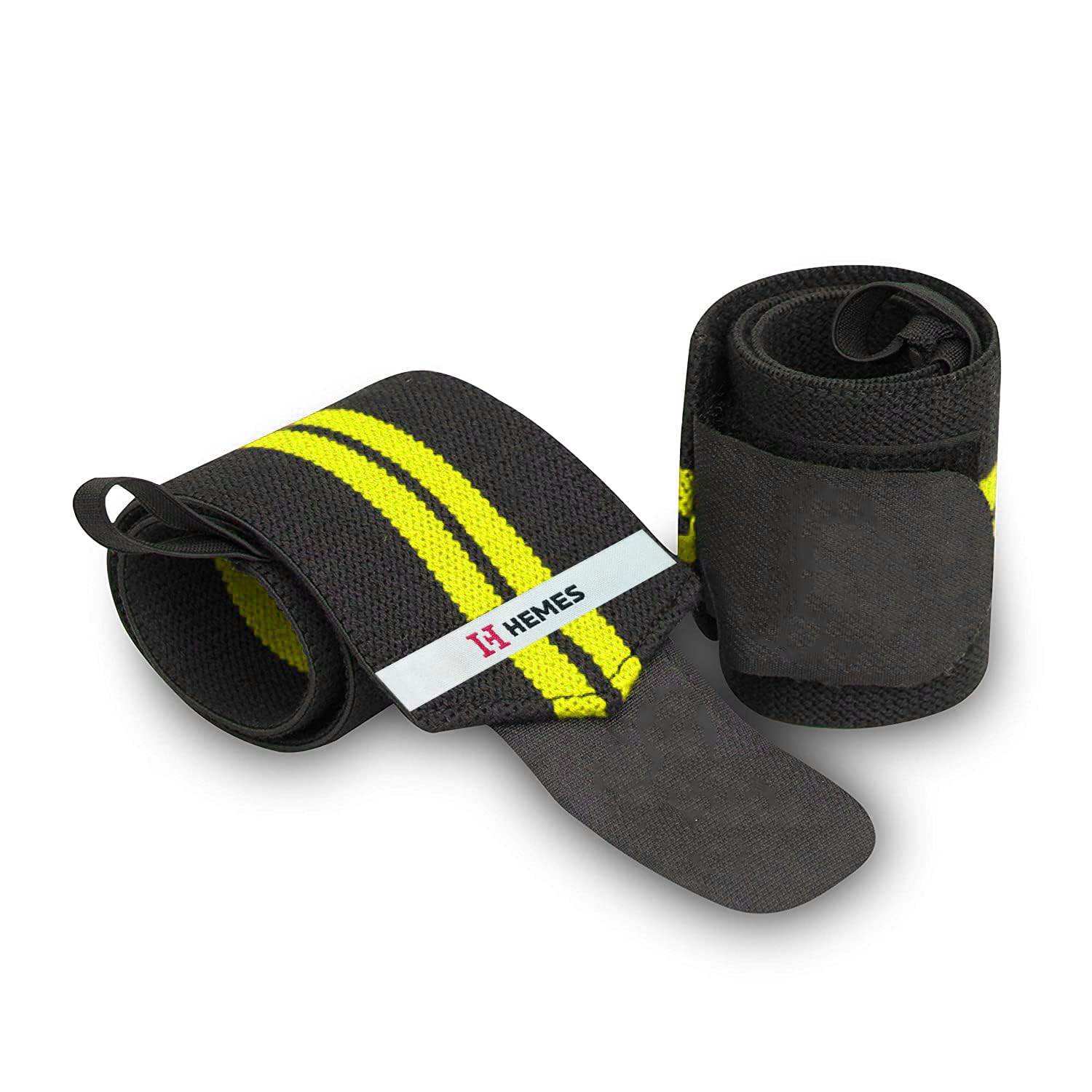 H-HEMES Wrist Supporter for Gym, Wrist Wrap, Hand Band with Adjustable Size Strap & Thumb Loop for Gym, Power Lifting Weight Lifting, Sports Training for Men & Women (Yellow)