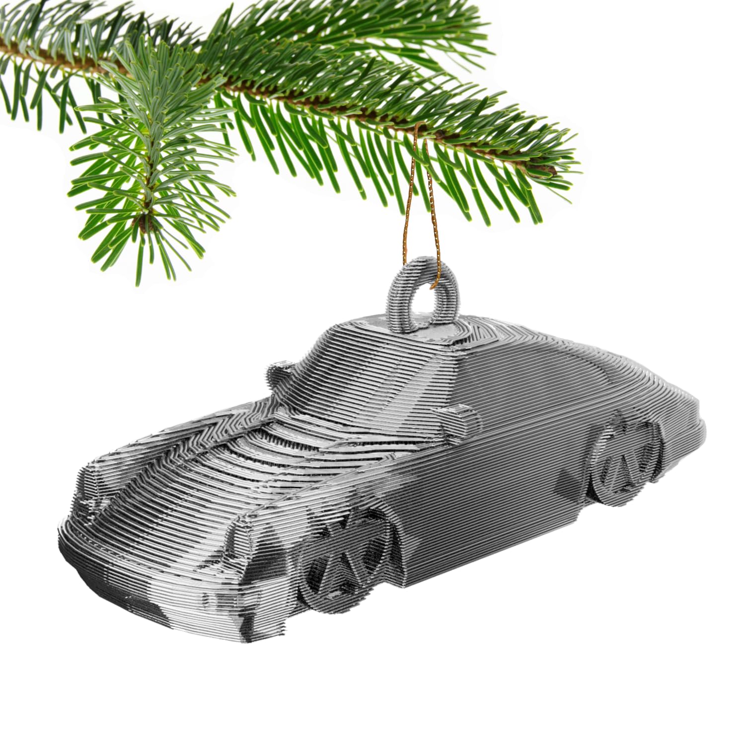 3D Cabin Silver 911 Christmas Tree Bauble Decoration Ornament For Christmas Xmas Noel (Silver)