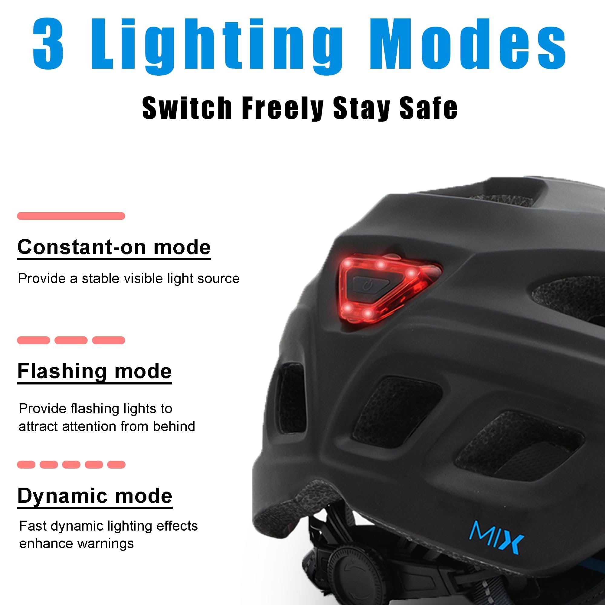 PANK Casco Bici Uomo - Certificato CE, Con Luce di LED - Casco Mtb Uomo, 325g Leggero, Adatto per Monopattino Elettrico Adulti Mountain Bike